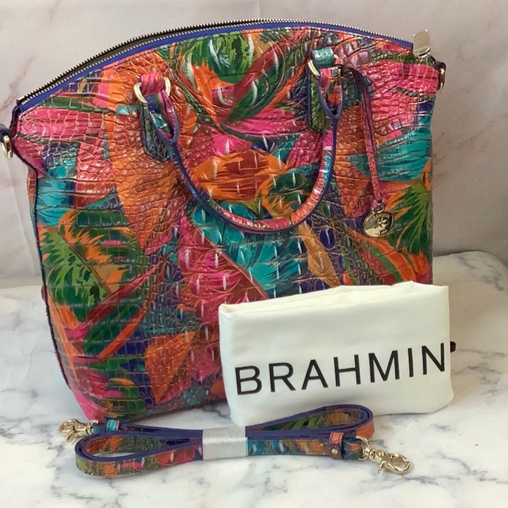 COPY - Brahmin Large Satchel Duxbury Lush Melbourne edition. Croc Embossed Leat…